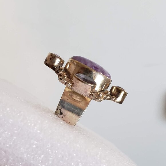 Huge CHAROITE & AMETHYST Ring in Silver Purple Gemstone jewelry - Picture 15 of 16